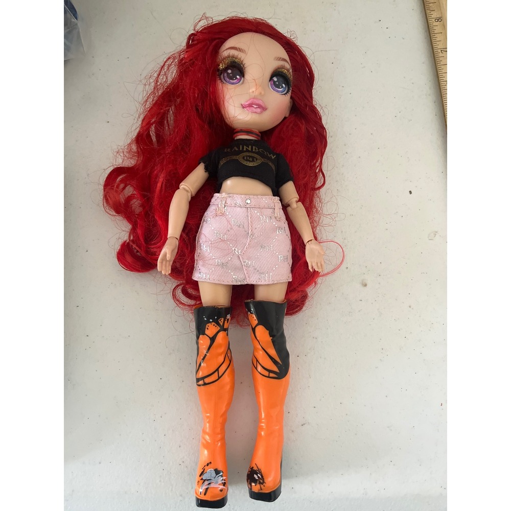 Rainbow High Ruby Anderson Red Hair Fashion Doll Pink Skirt Butterfly Boots 11in